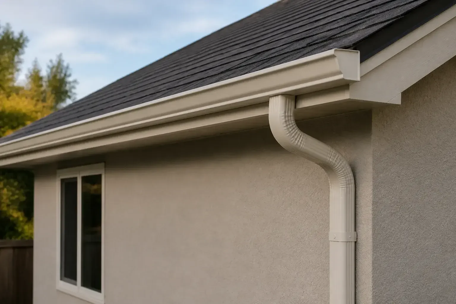 Finished seamless gutters on a home