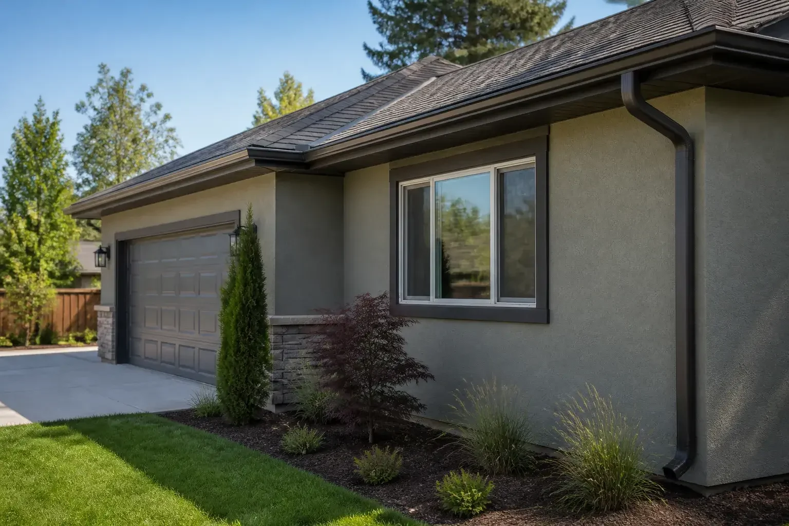 Completed gutter installation on a Boise residence
